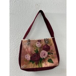 Vintage Hand Painted‎ Womans Handbag Purse Signed Floral Bloomcore Granny Mature